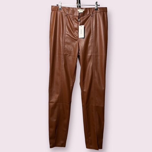Jason Wu Vegan Leather Cognac Skinny Pants Large - Picture 10 of 10